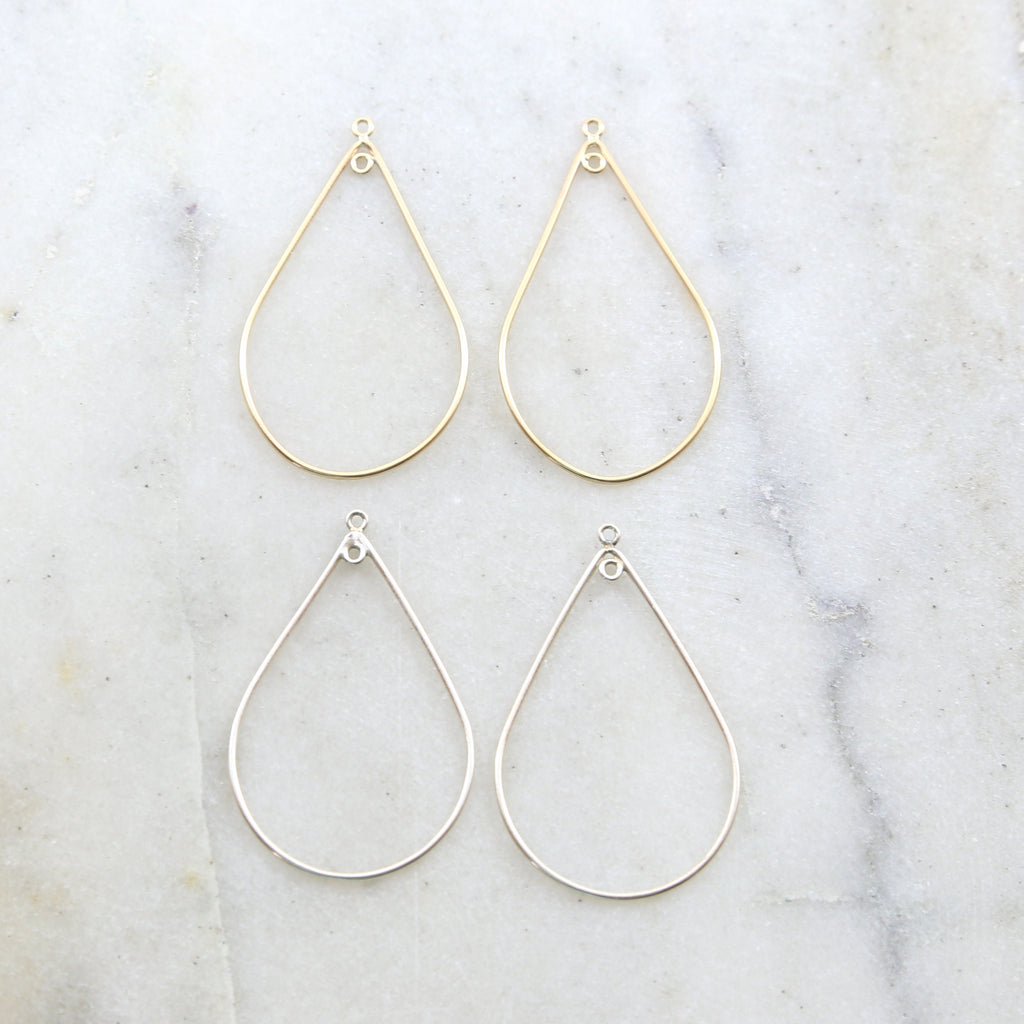 Sterling Silver or 14K Gold Filled Teardrop Shape 44mm x 25mm (2pc)