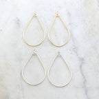 Sterling Silver or 14K Gold Filled Teardrop Shape 44mm x 25mm (2pc)
