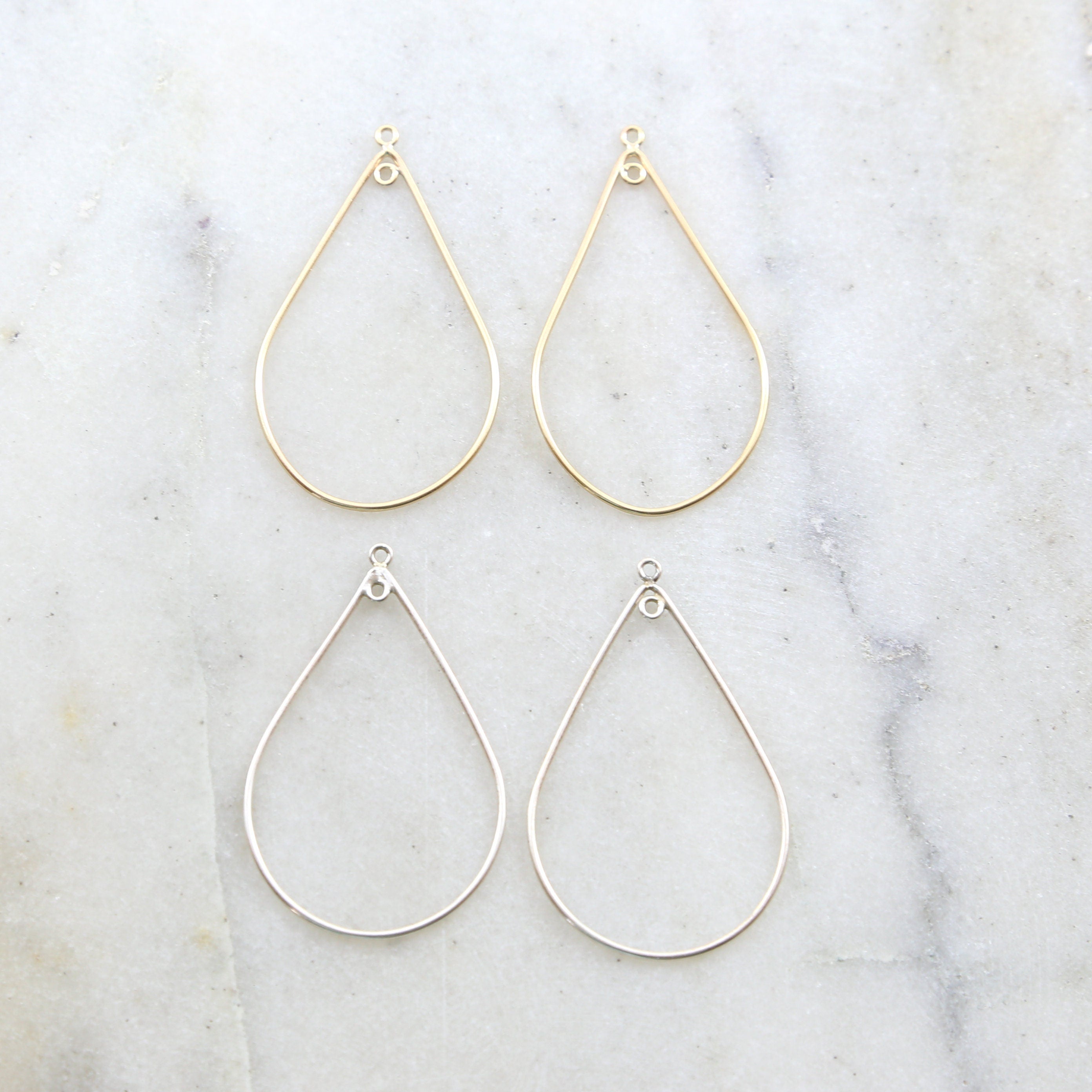 Sterling Silver or 14K Gold Filled Teardrop Shape 44mm x 25mm (2pc)