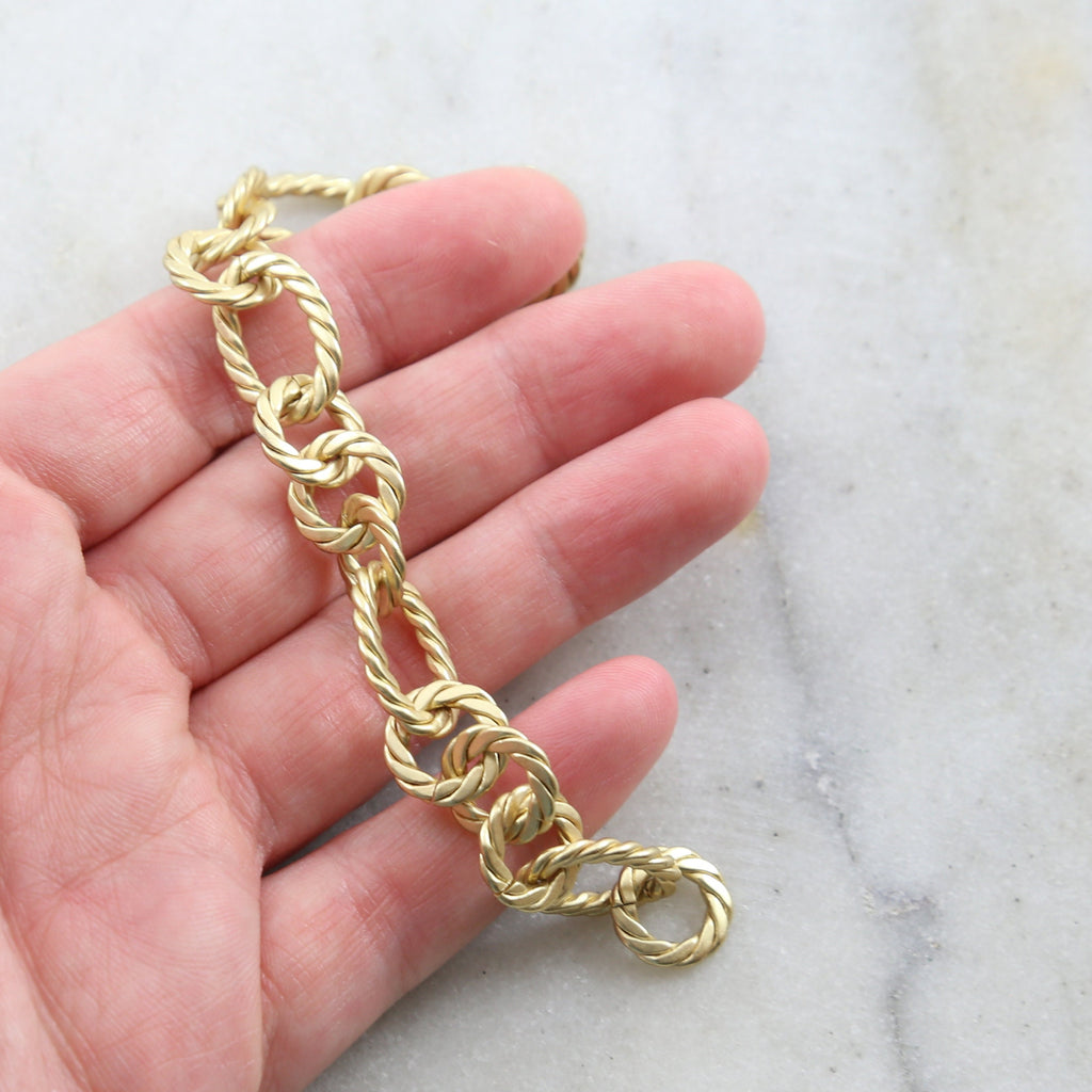 Brass Textured Rope Circle and Oval Chain in 6 Finishes – Sold by the Foot