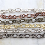 Brass Textured Rope Circle and Oval Chain in 6 Finishes – Sold by the Foot