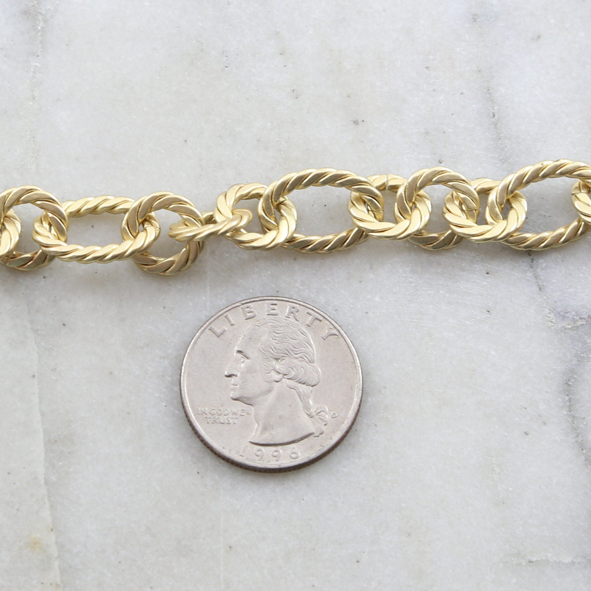 Brass Textured Rope Circle and Oval Chain in 6 Finishes – Sold by the Foot