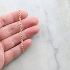 Brass Dainty Minimal Flat Link Cable Chain 4mm x 3mm in 7 – Sold by the Foot