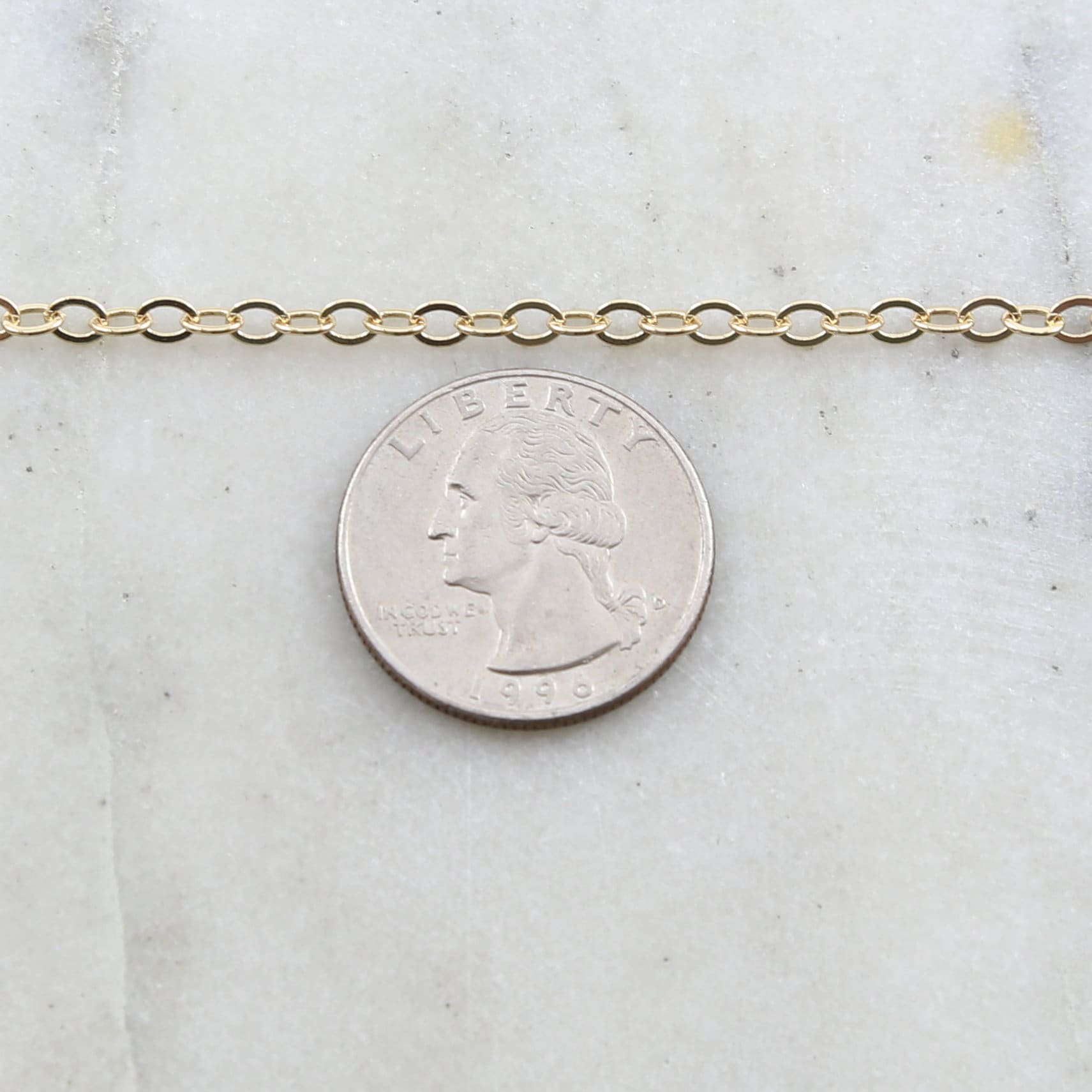 Brass Dainty Minimal Flat Link Cable Chain 4mm x 3mm in 7 – Sold by the Foot