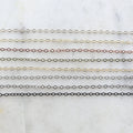Brass Extra Dainty Minimal Flat Link Cable Chain 2.75mm X – Sold by the Foot