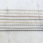 Brass Extra Dainty Minimal Flat Link Cable Chain 2.75mm X – Sold by the Foot