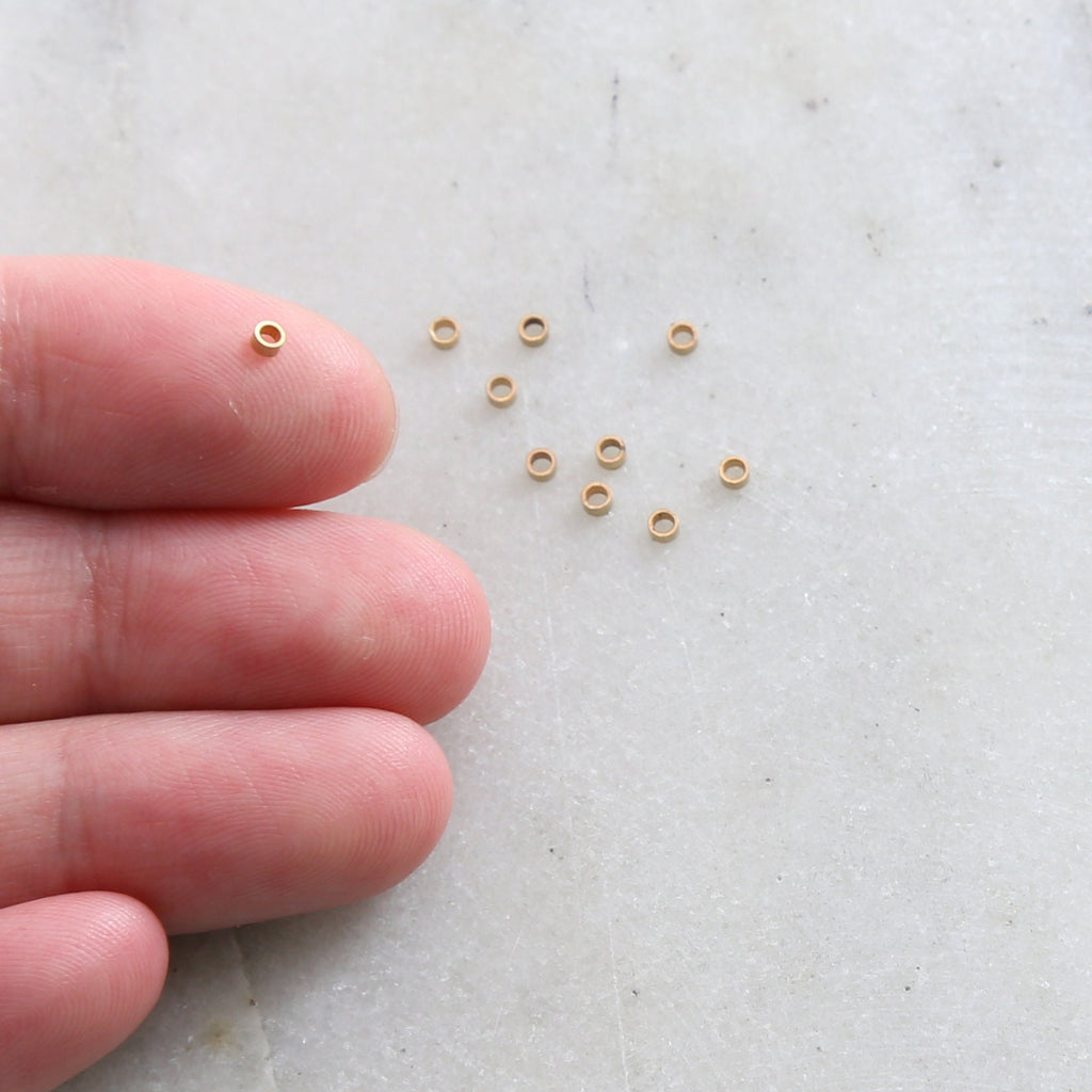 Sterling Silver or 14K Gold Filled Micro Mini Crimp Bead Tube 1mm x 2mm (10pc)