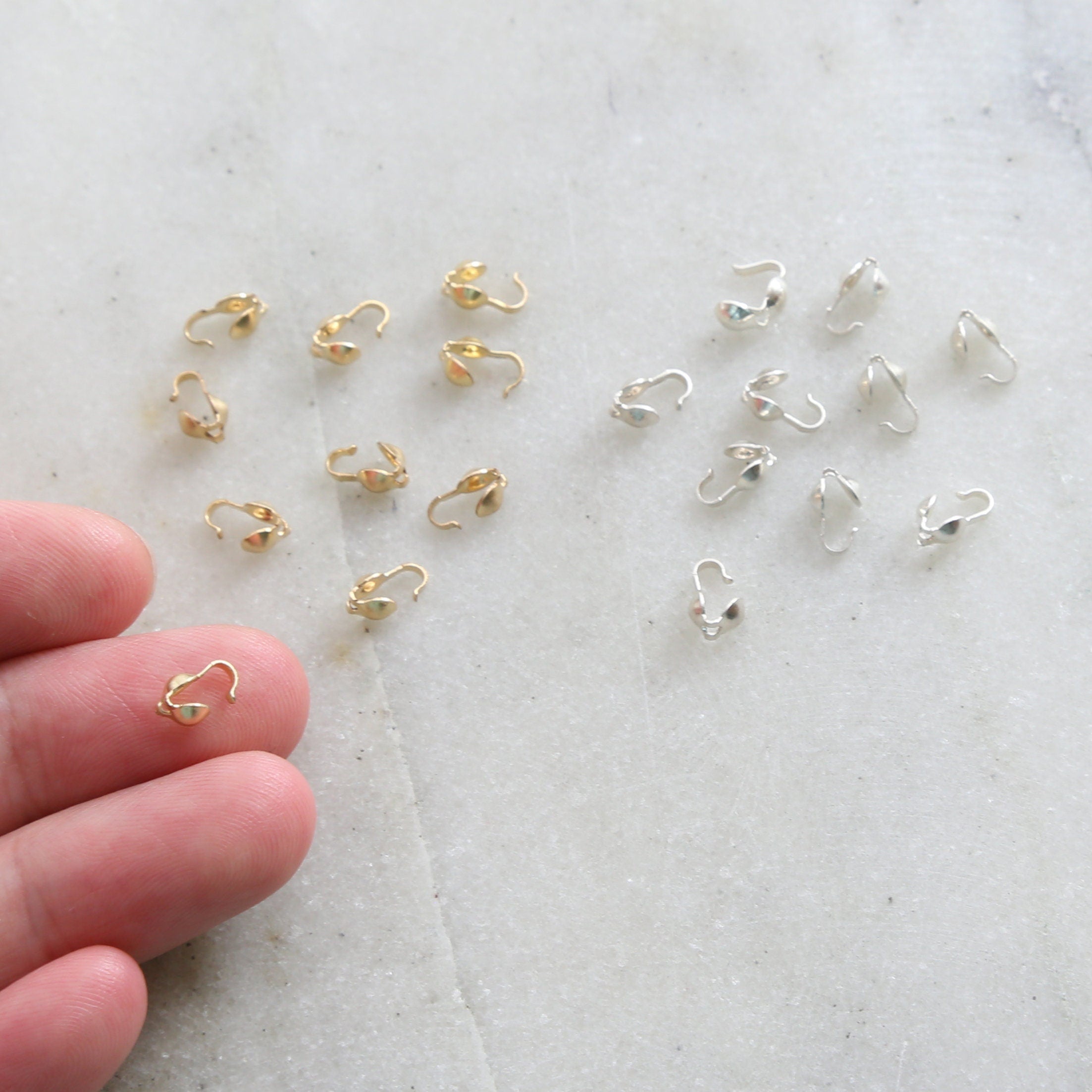 7mmx4mm Sterling Silver or 14K Gold Filled Clamshell Hook Single Loop (10pc)