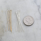 Sterling Silver or 14K Gold Filled 2 Inch Flat Head Pin 24 Gauge (10pc)