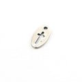 Sterling Silver Oval Cross Cut Out Charm Religious Spiritual Catholic