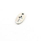 Sterling Silver Oval Cross Cut Out Charm Religious Spiritual Catholic