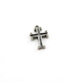 Sterling Silver Indented Curly Edged Cross Charm Religious Spiritual