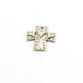 Sterling Silver Whimsical Dotted Patch Cross with Three Hearts Charm