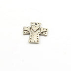 Sterling Silver Whimsical Dotted Patch Cross with Three Hearts Charm