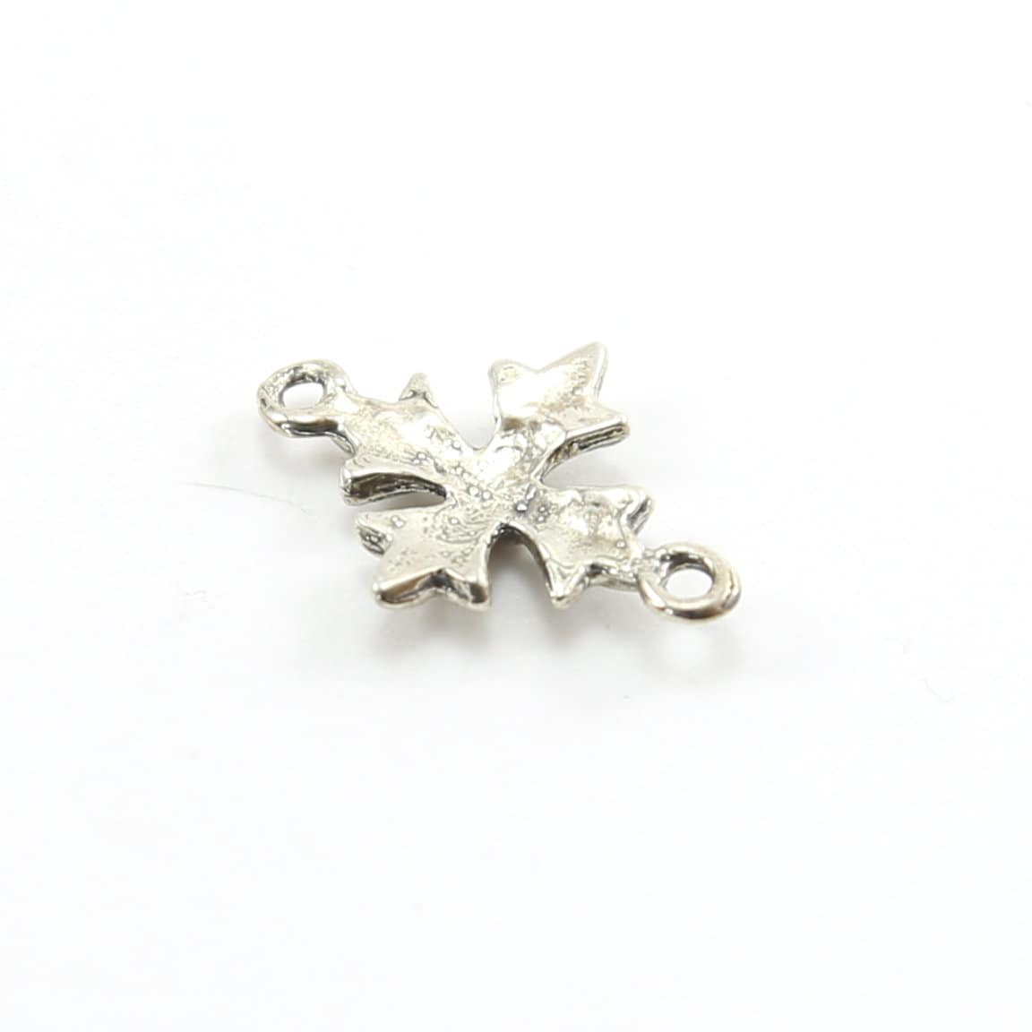 Sterling Silver Square Cross Charm Connector 2 Loop Pendant Religious