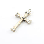 Sterling Silver Large Thick Fancy Three Layer Cross Charm Pendant