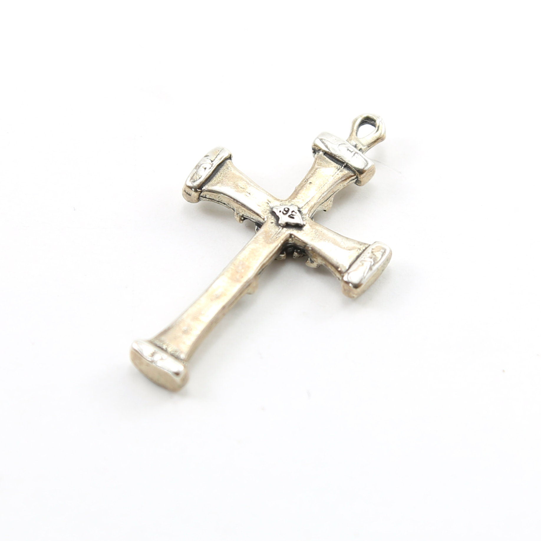 Sterling Silver Large Thick Fancy Three Layer Cross Charm Pendant
