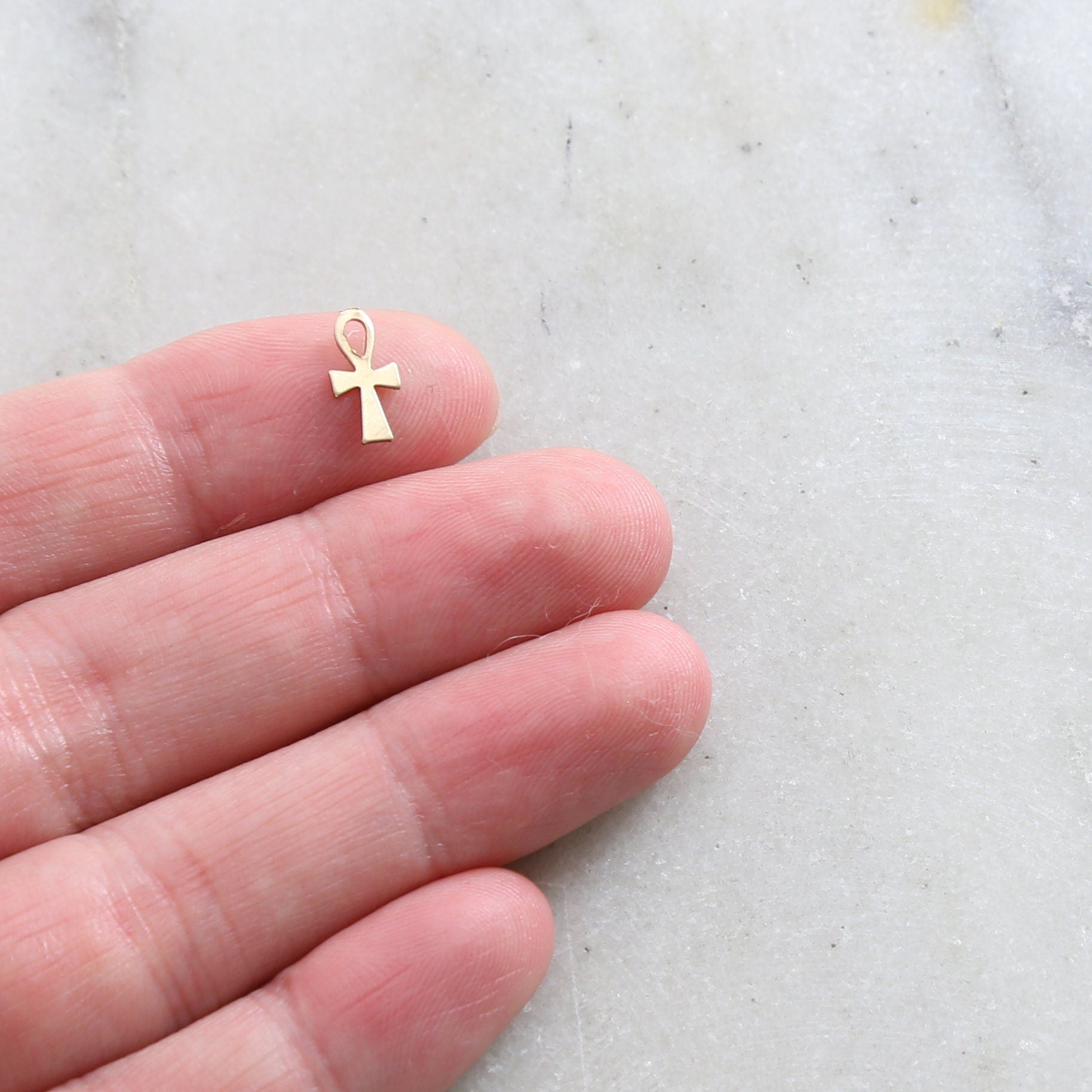 10mmx4mm Sterling Silver or 14K Gold Filled Dainty Egyptian Ankh Life (4pc)