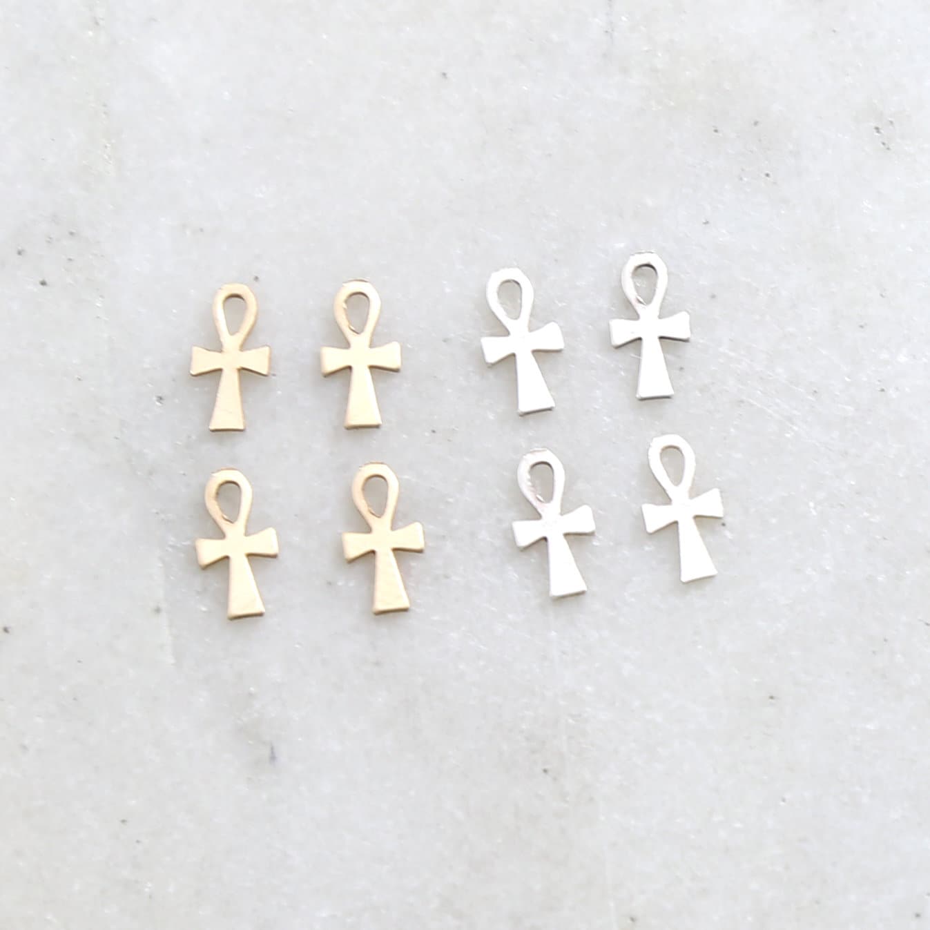 10mmx4mm Sterling Silver or 14K Gold Filled Dainty Egyptian Ankh Life (4pc)