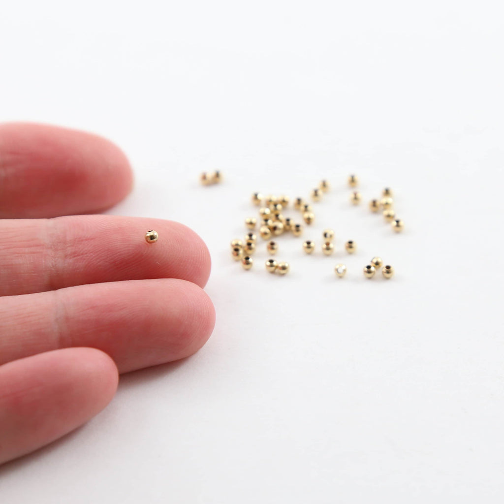 14K Gold Filled 2mm Smooth Seamless Round Spacer Beads (25pc)