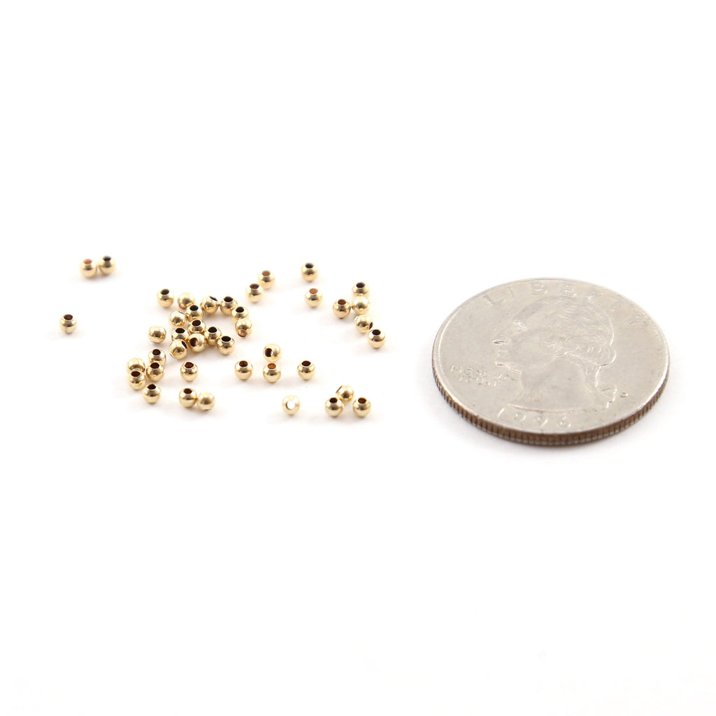 14K Gold Filled 2mm Smooth Seamless Round Spacer Beads (25pc)
