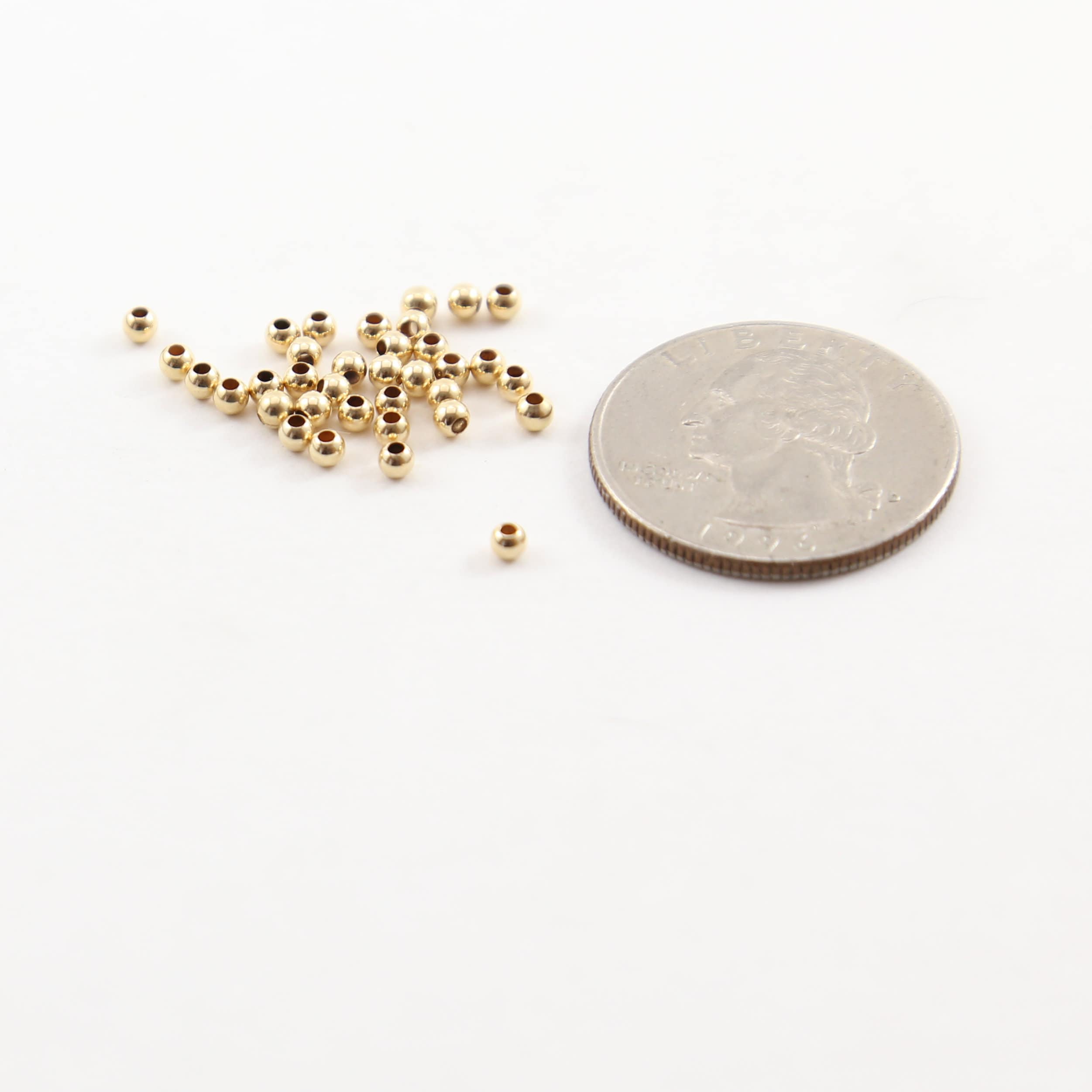 14K Gold Filled 3mm Smooth Seamless Round Spacer Beads (25pc)