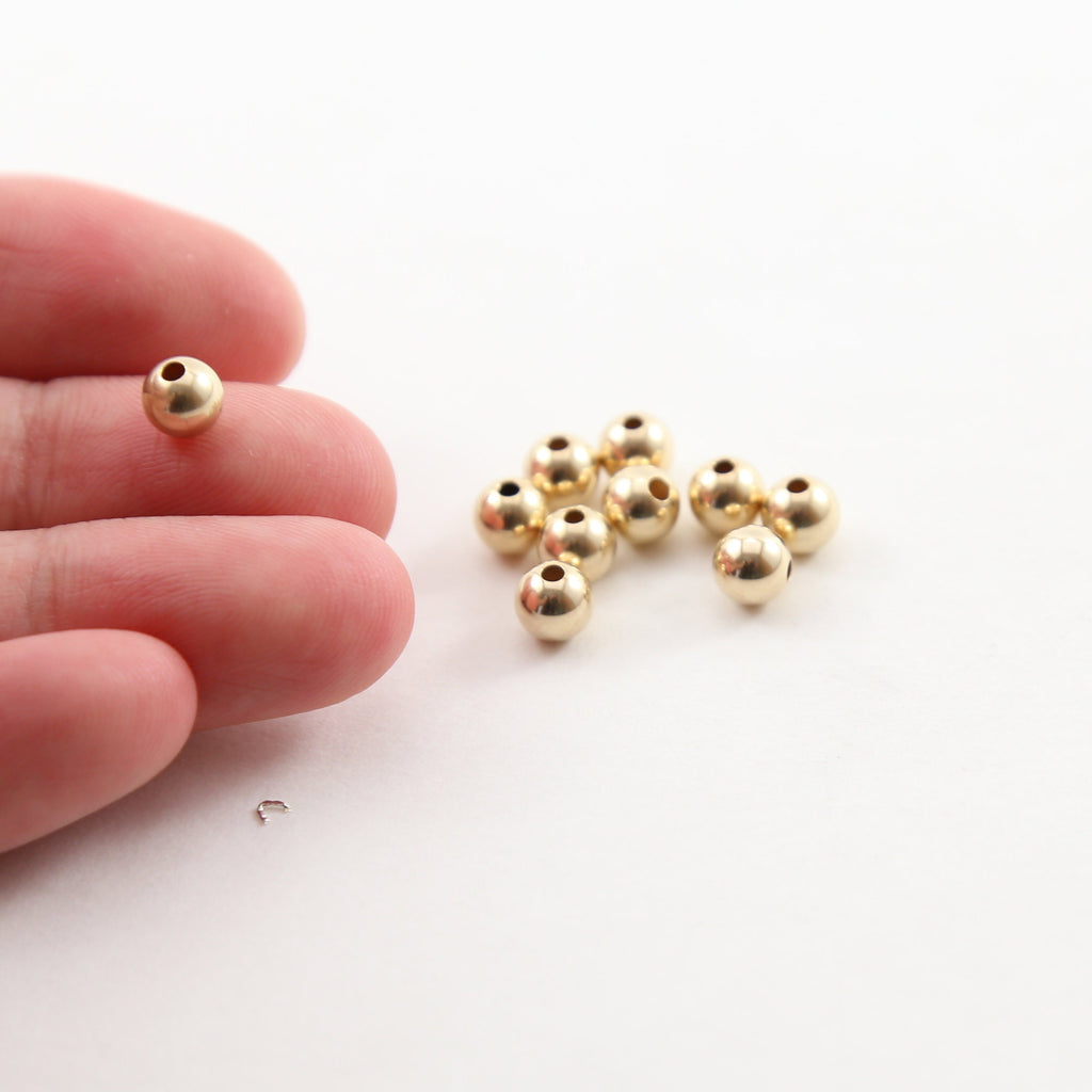 14K Gold Filled 5mm Smooth Seamless Round Spacer Beads (10pc)