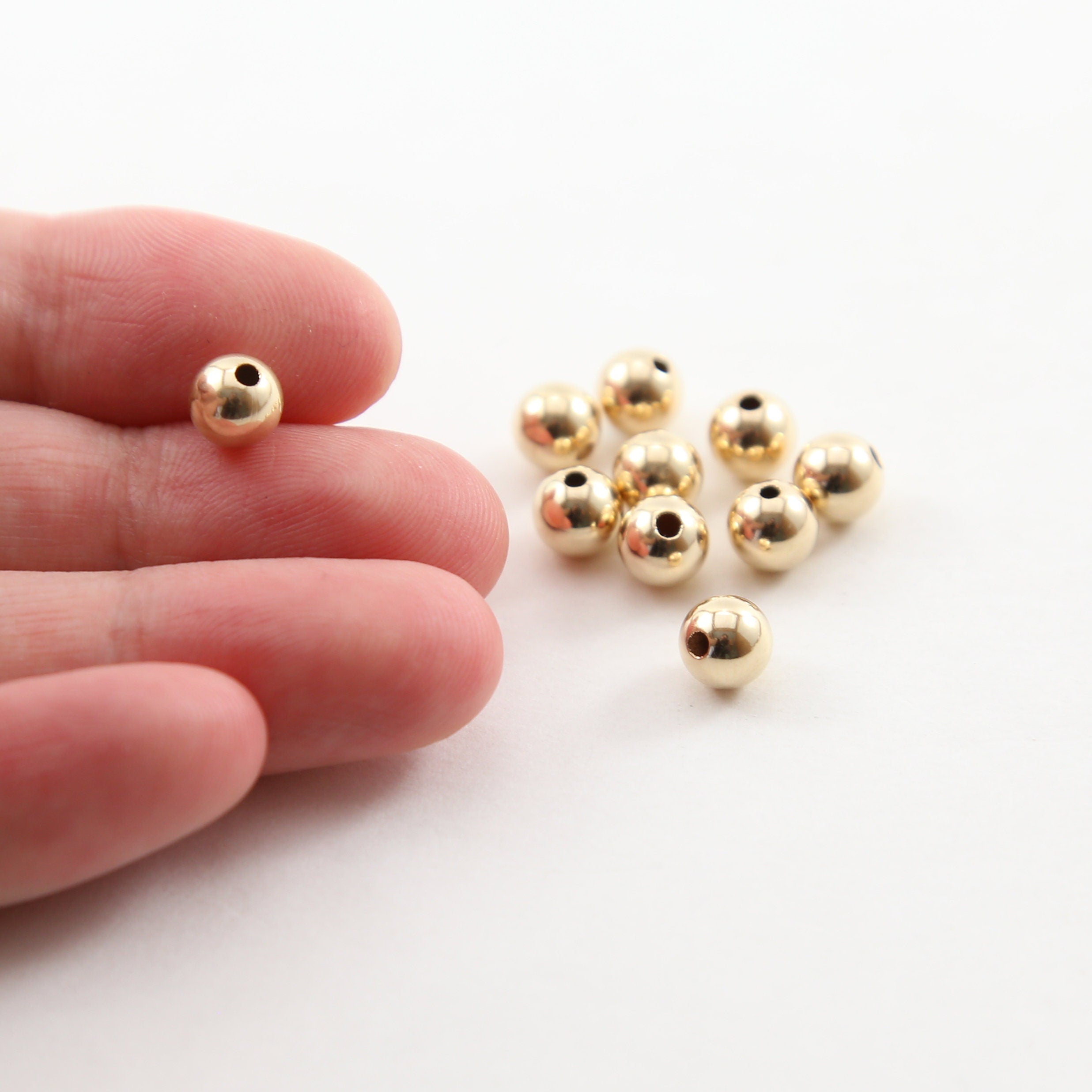 14K Gold Filled 6mm Smooth Seamless Round Spacer Beads (10pc)