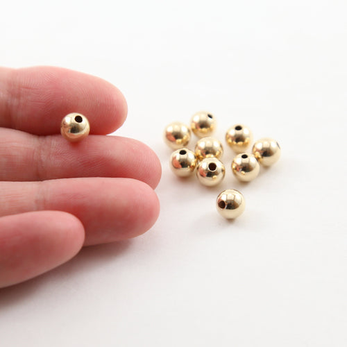 14K Gold Filled 6mm Smooth Seamless Round Spacer Beads (10pc)