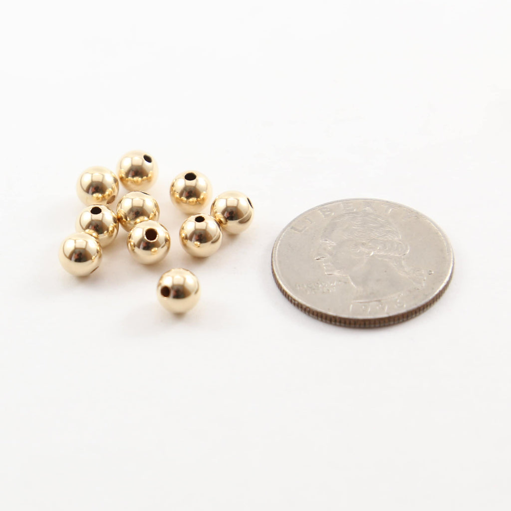 14K Gold Filled 6mm Smooth Seamless Round Spacer Beads (10pc)