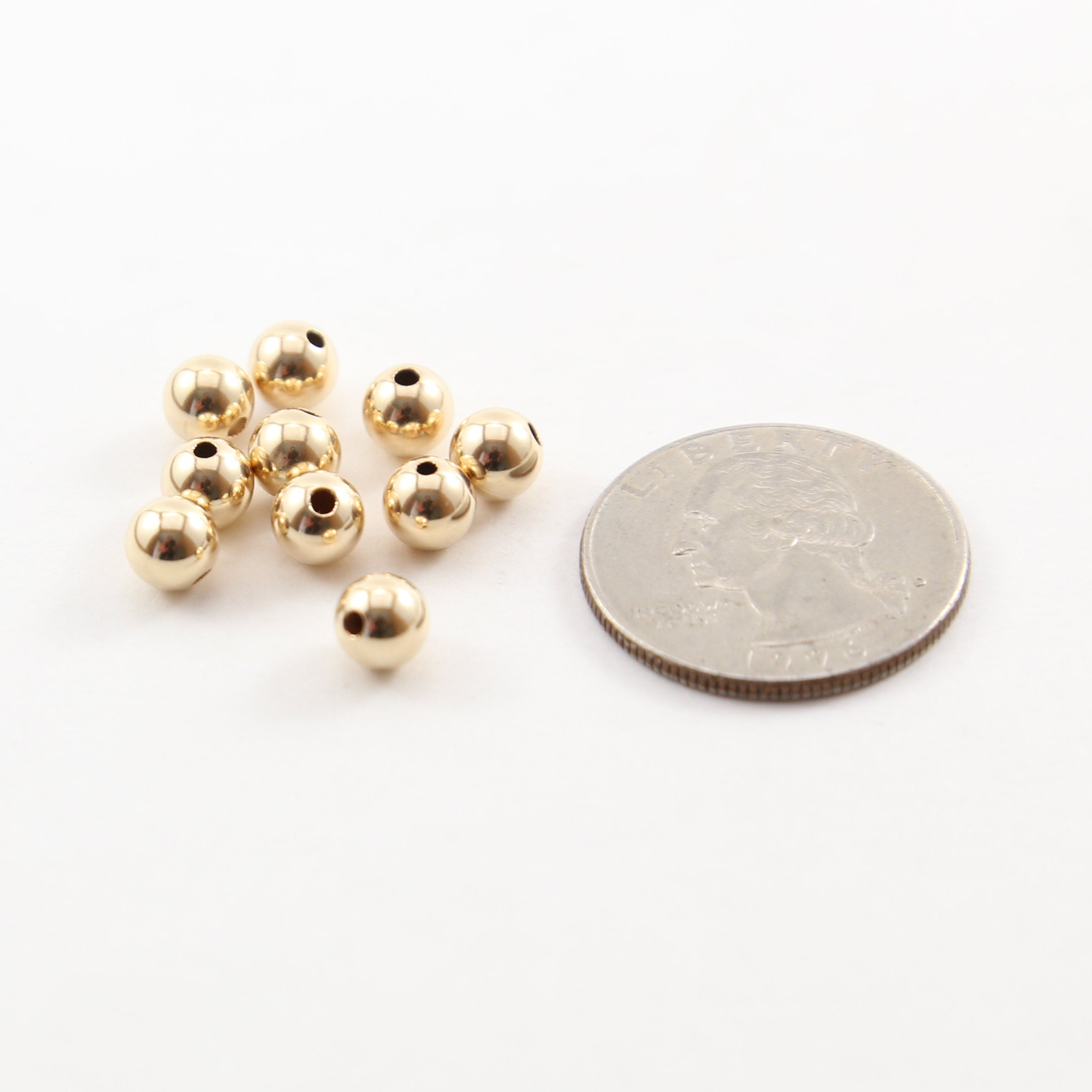 14K Gold Filled 6mm Smooth Seamless Round Spacer Beads (10pc) – Gold