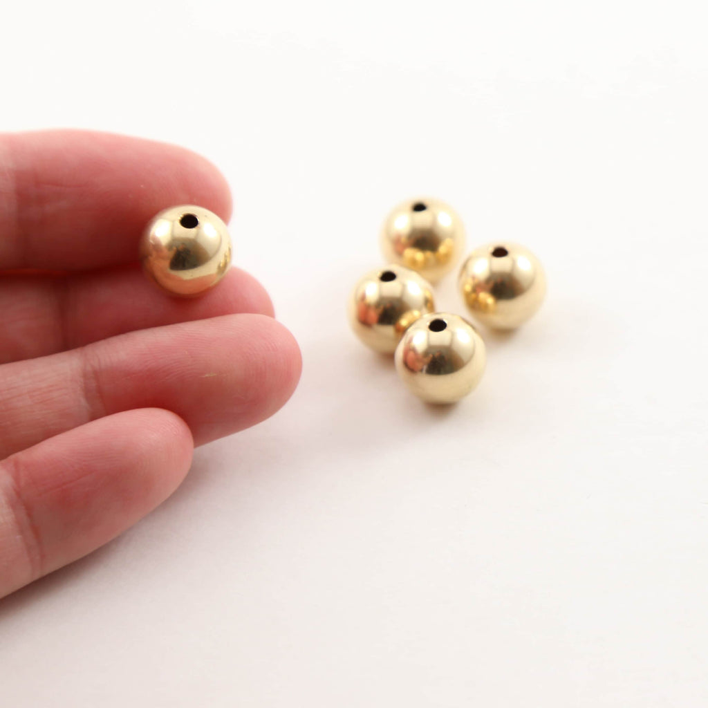 14K Gold Filled 10mm Smooth Seamless Round Spacer Beads (5pc)