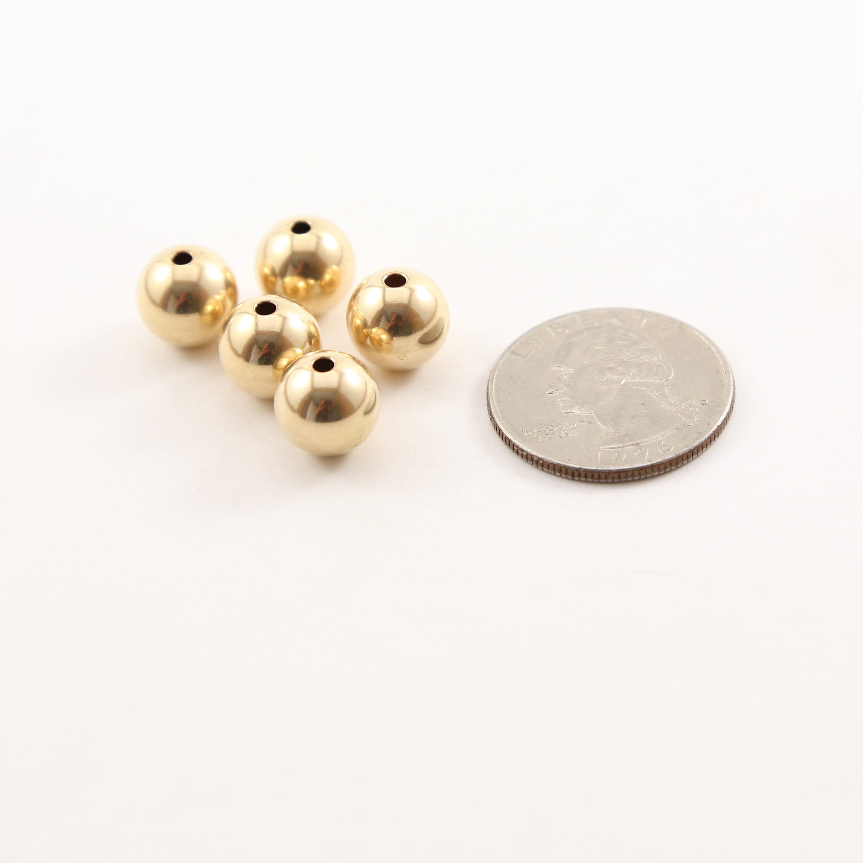 14K Gold Filled 10mm Smooth Seamless Round Spacer Beads (5pc)