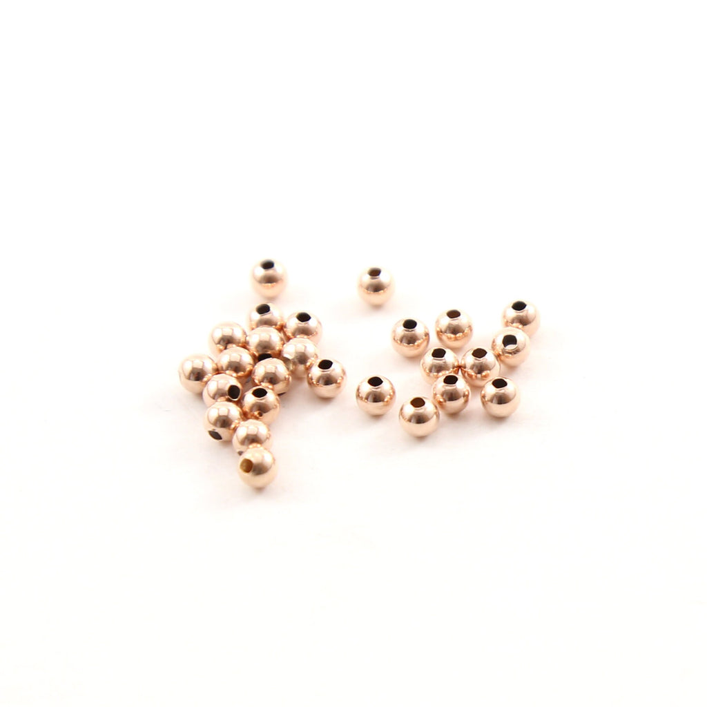 Rose Gold Filled 3mm Smooth Seamless Round Spacer Beads (25pc)