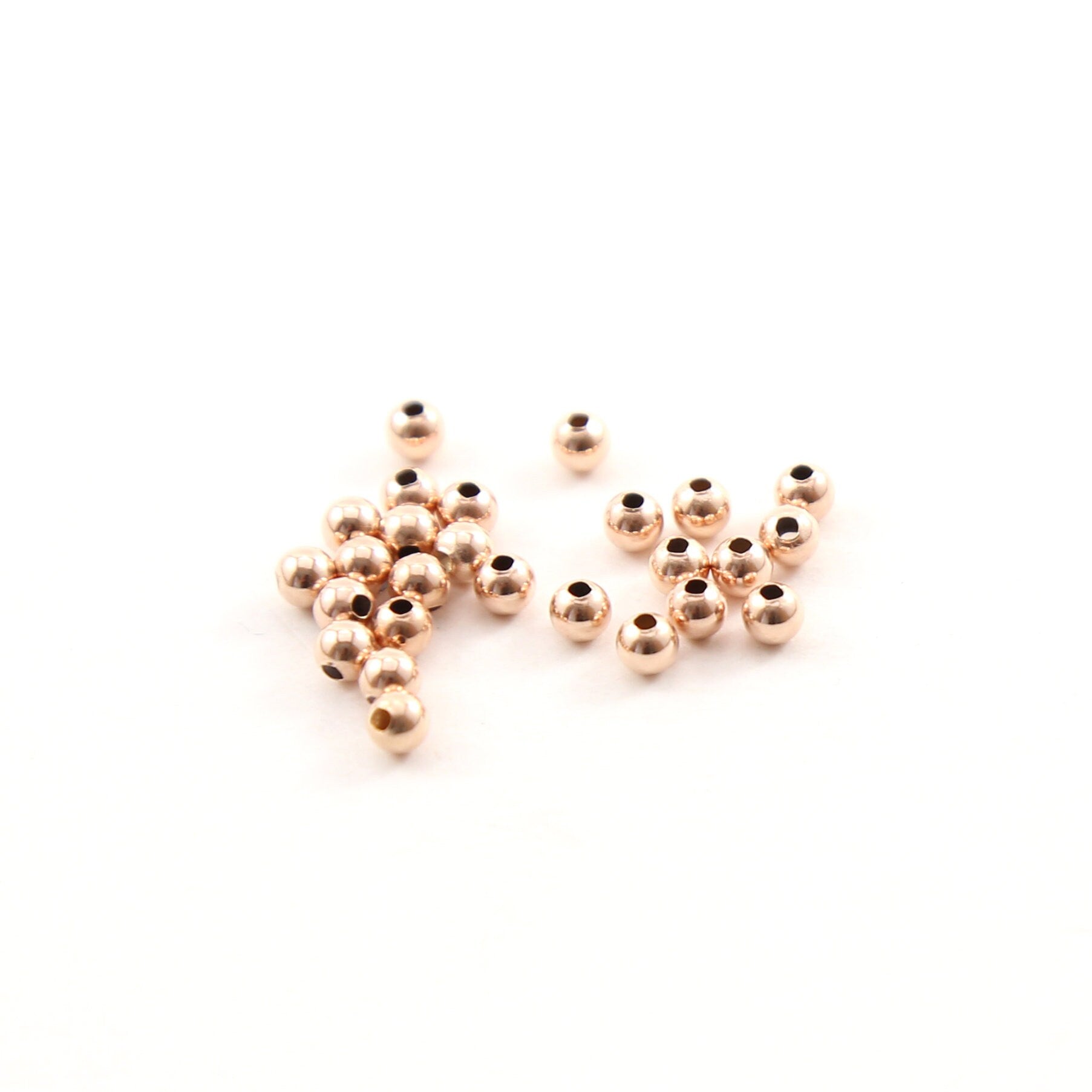 Rose Gold Filled 3mm Smooth Seamless Round Spacer Beads (25pc)