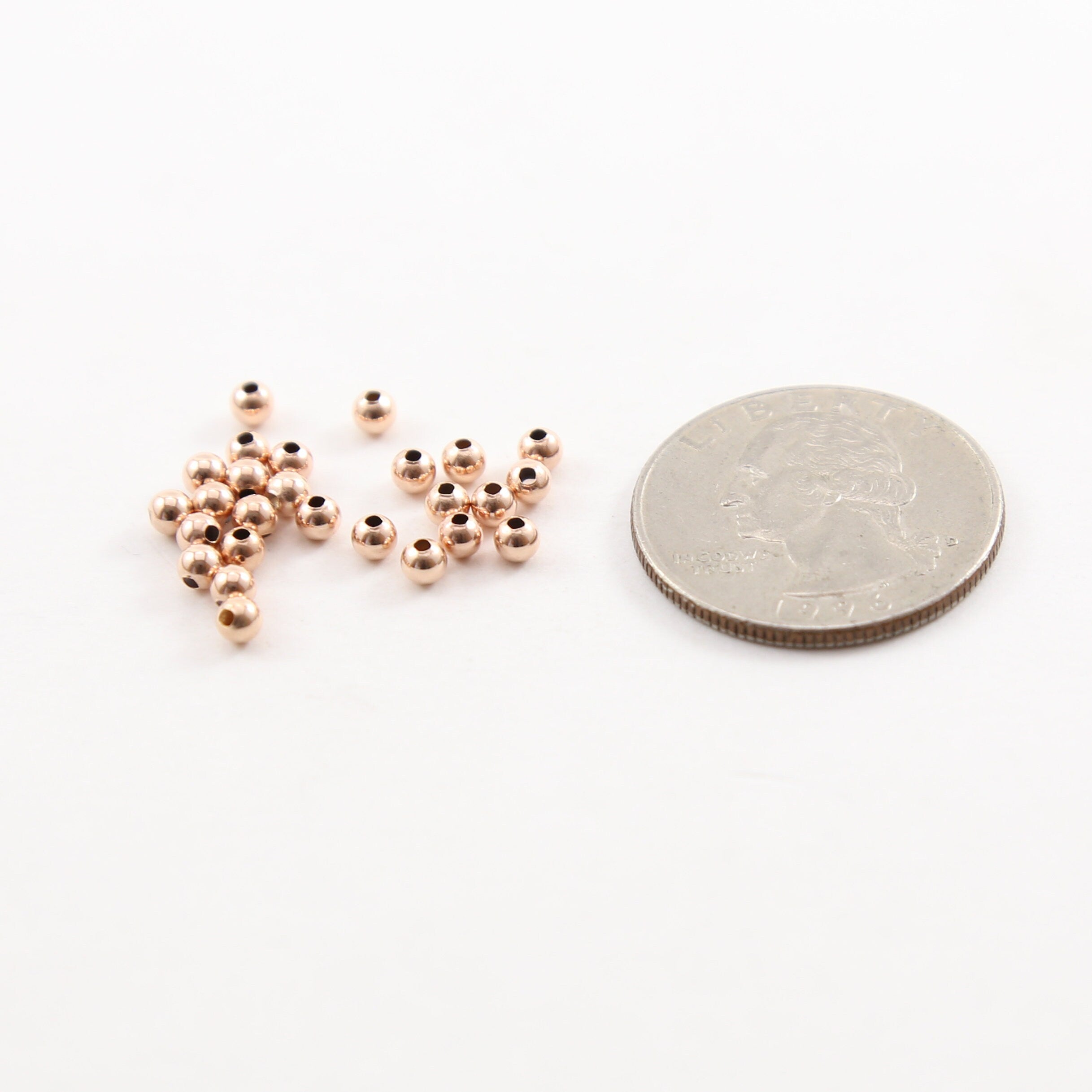 Rose Gold Filled 3mm Smooth Seamless Round Spacer Beads (25pc)