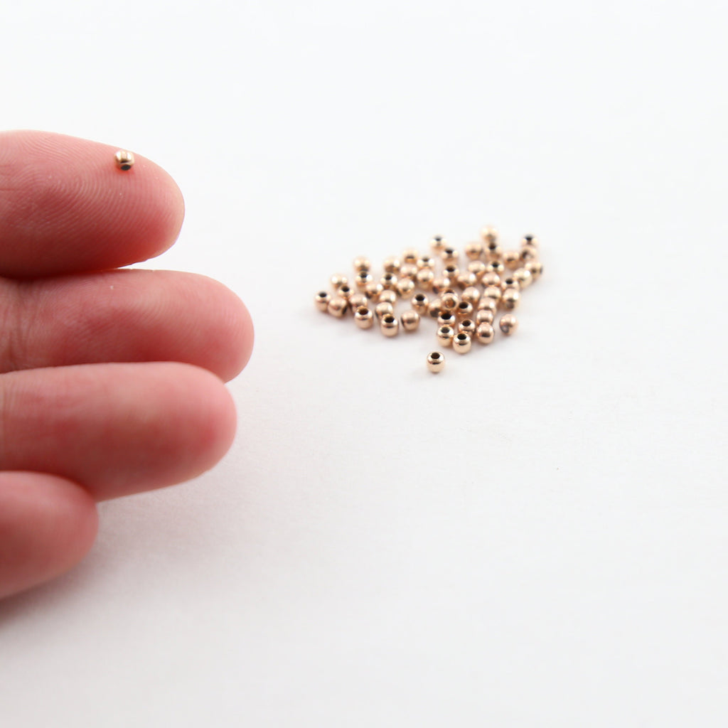 Rose Gold Filled 2mm Smooth Seamless Round Spacer Beads (25pc)