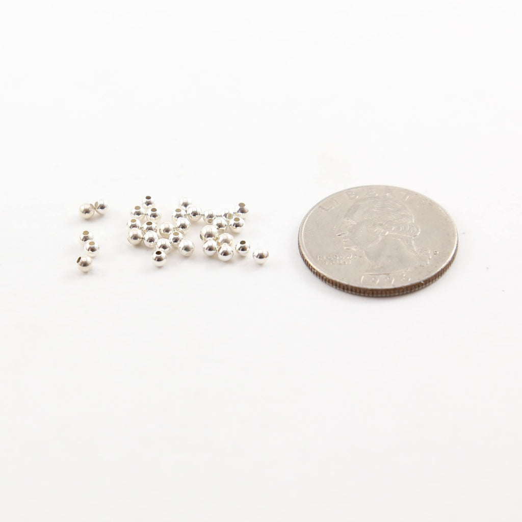 Sterling Silver 2.5mm Smooth Seamless Round Spacer Beads (25pc)