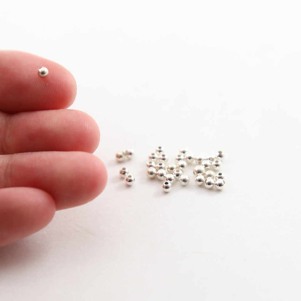 Sterling Silver 2.5mm Smooth Seamless Round Spacer Beads (25pc)