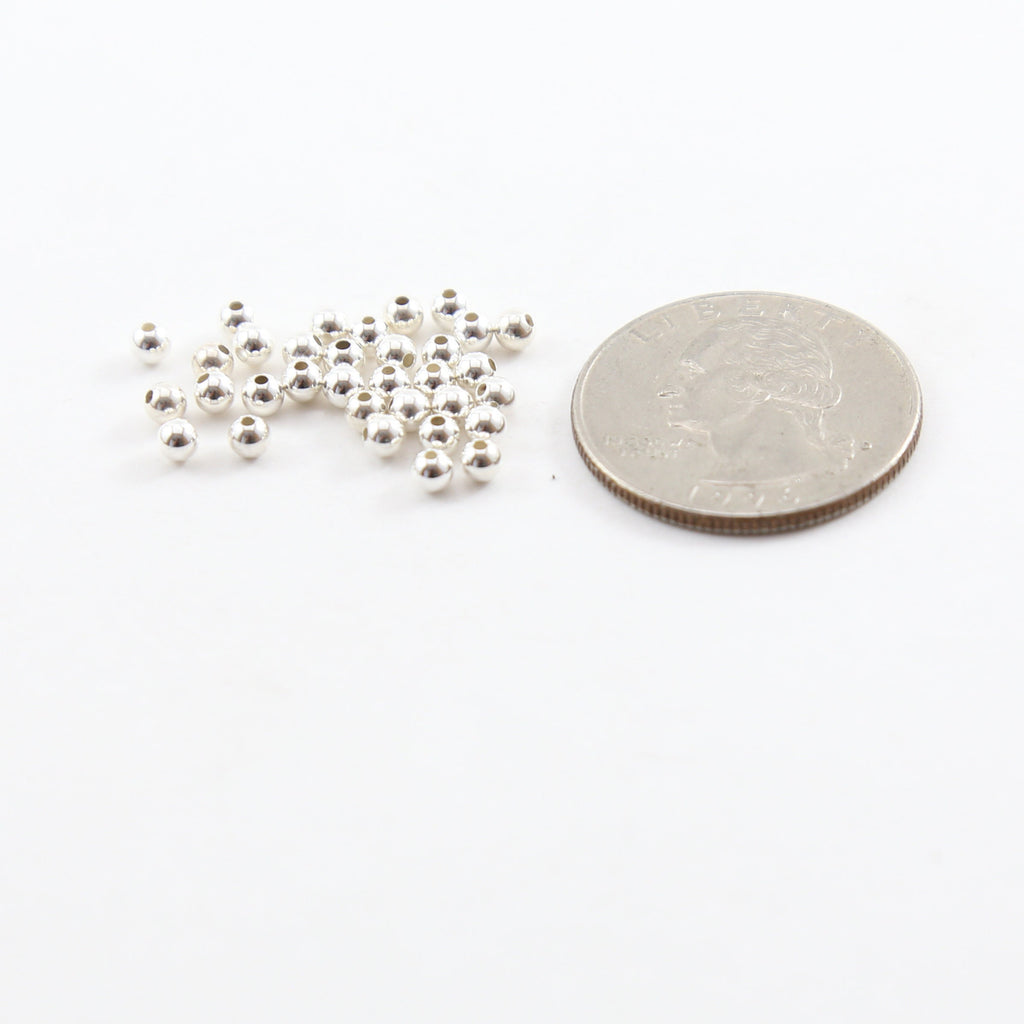 Sterling Silver 3mm Smooth Seamless Round Spacer Beads (25pc)