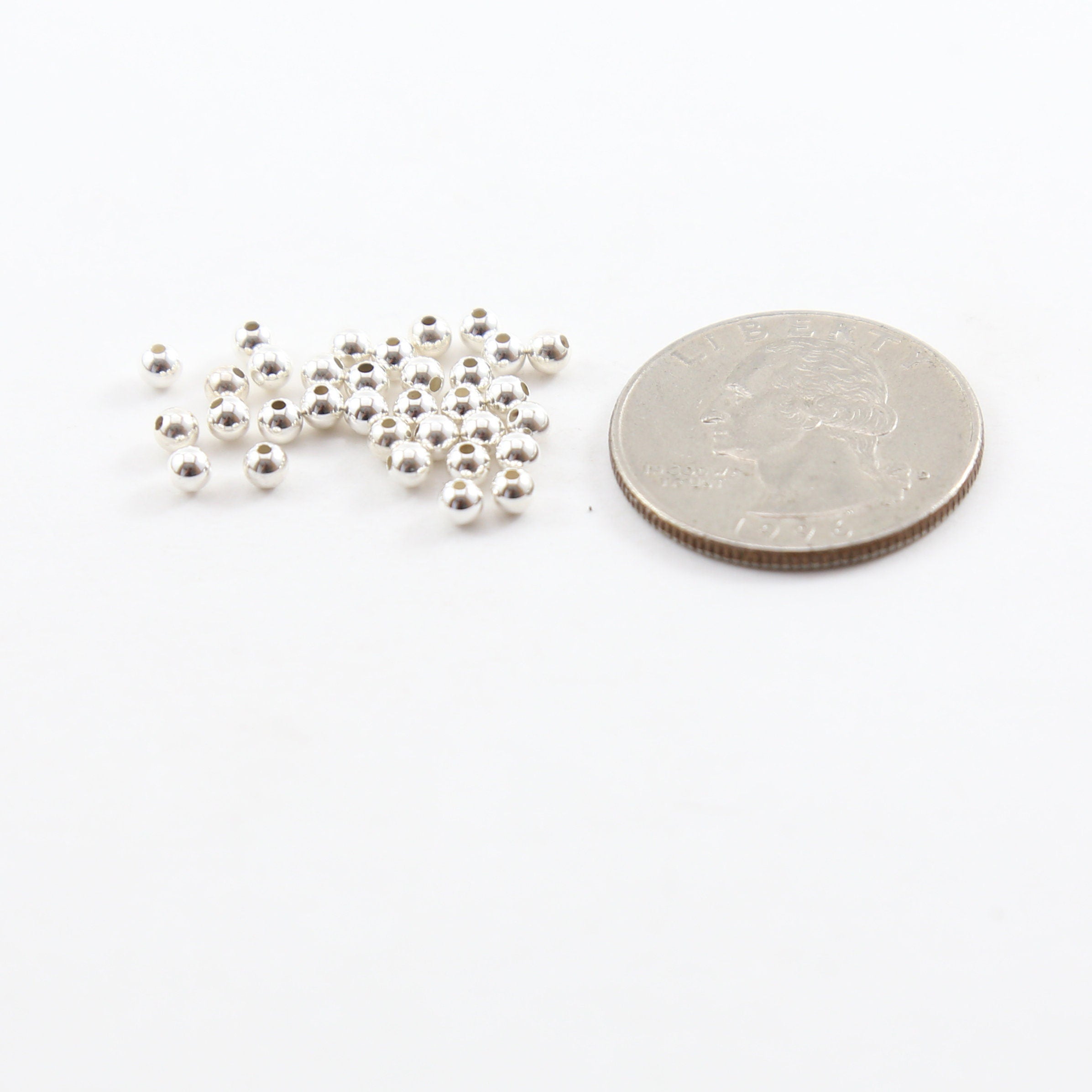 Sterling Silver 3mm Smooth Seamless Round Spacer Beads (25pc)
