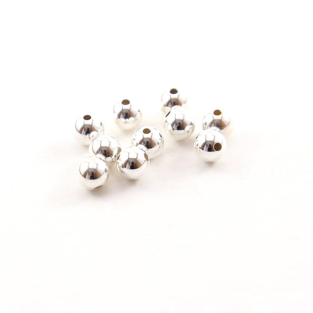 Sterling Silver 5mm Smooth Seamless Round Spacer Beads (10pc)