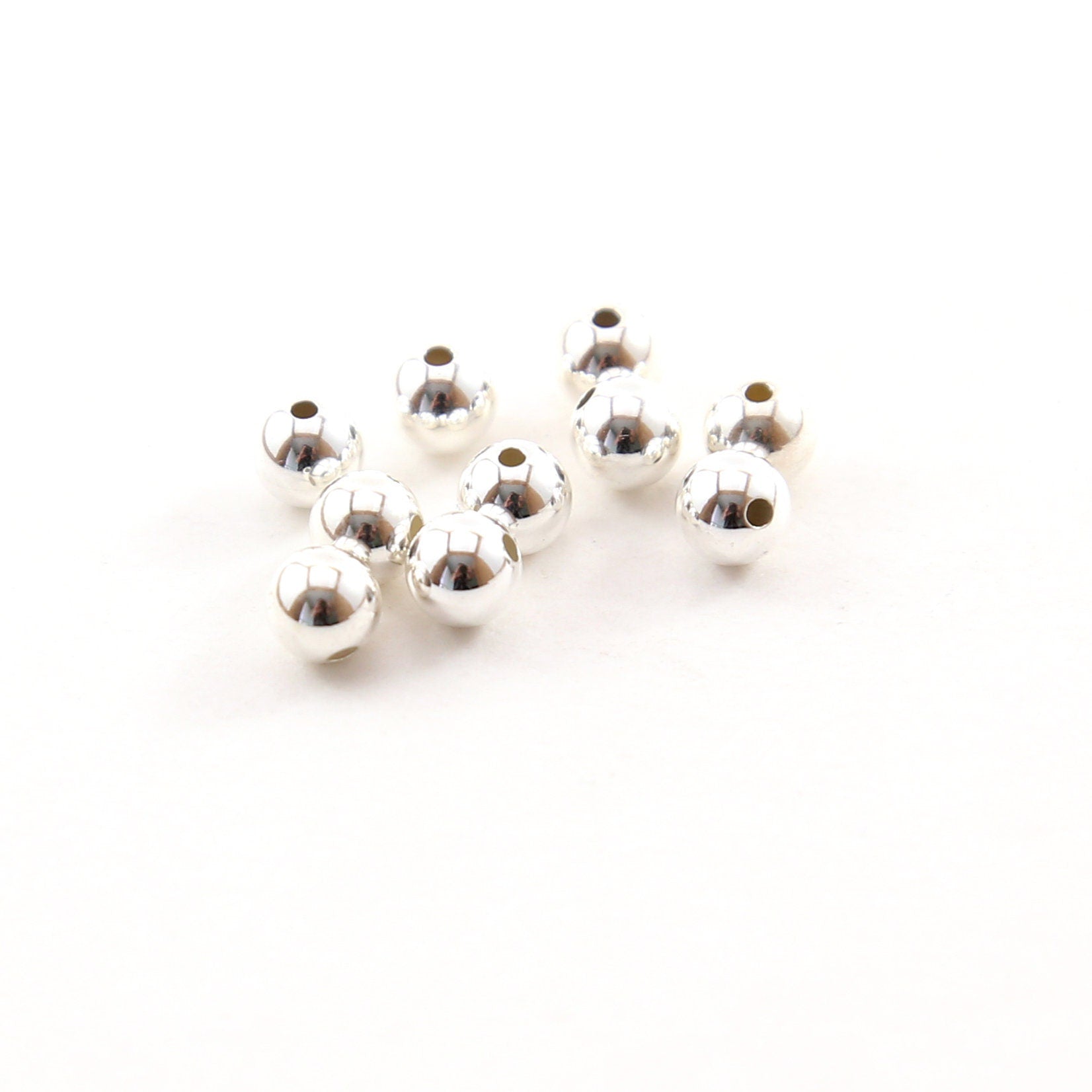 Sterling Silver 5mm Smooth Seamless Round Spacer Beads (10pc)