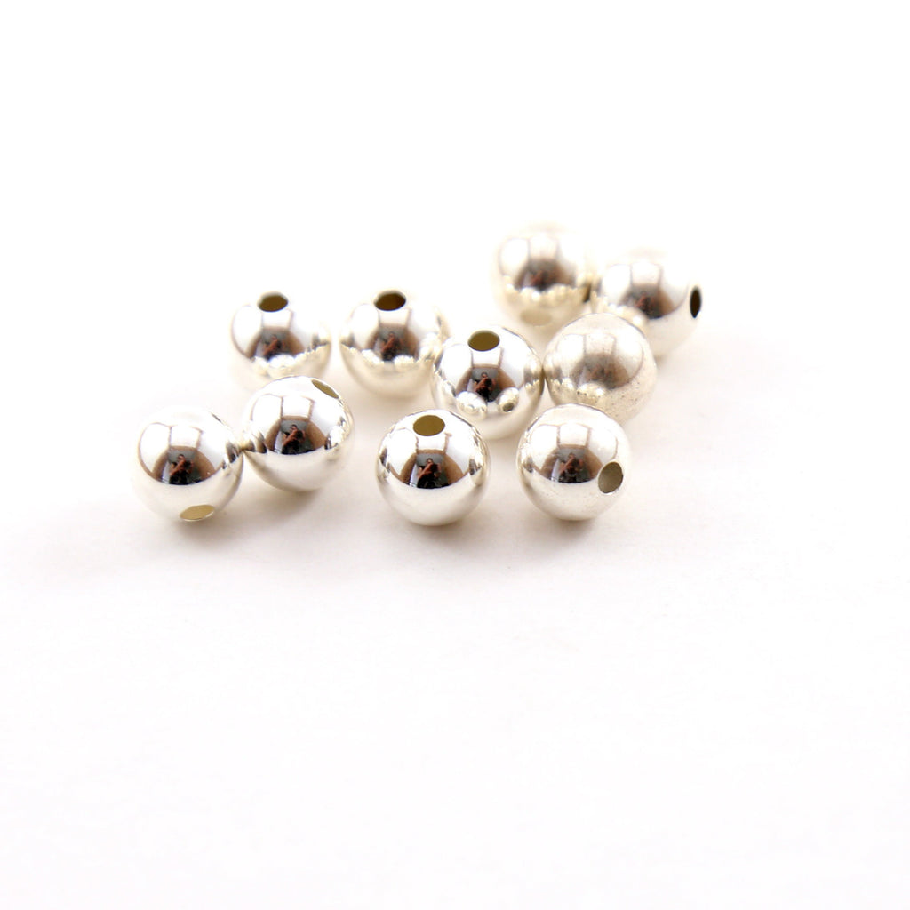 Sterling Silver 8mm Smooth Seamless Round Spacer Beads (10pc)