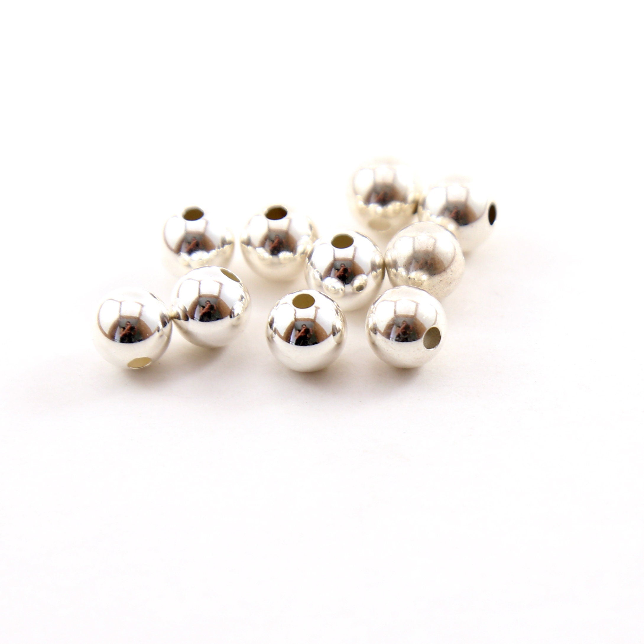 Sterling Silver 8mm Smooth Seamless Round Spacer Beads (10pc)