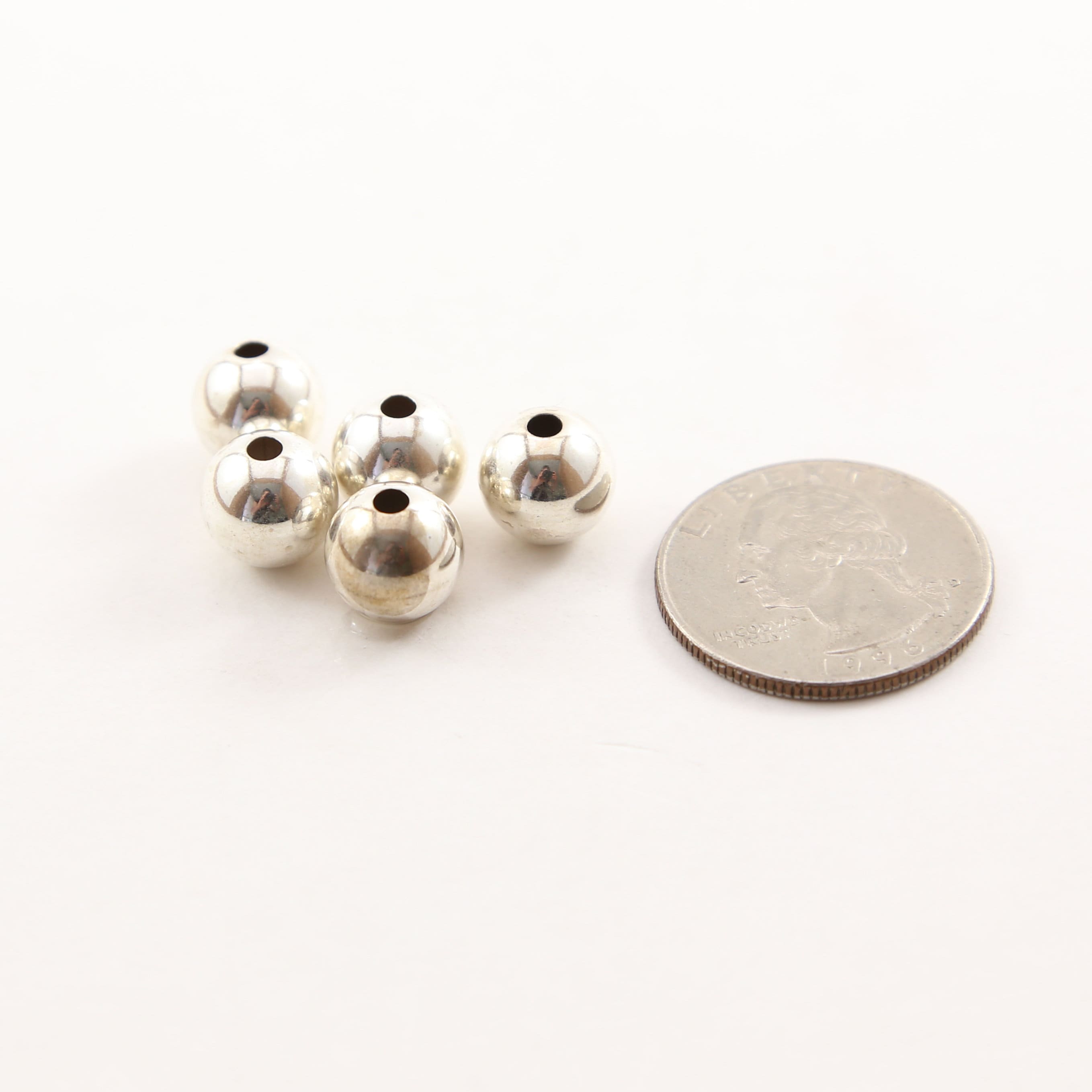 Sterling Silver 10mm Smooth Seamless Round Spacer Beads (5pc)