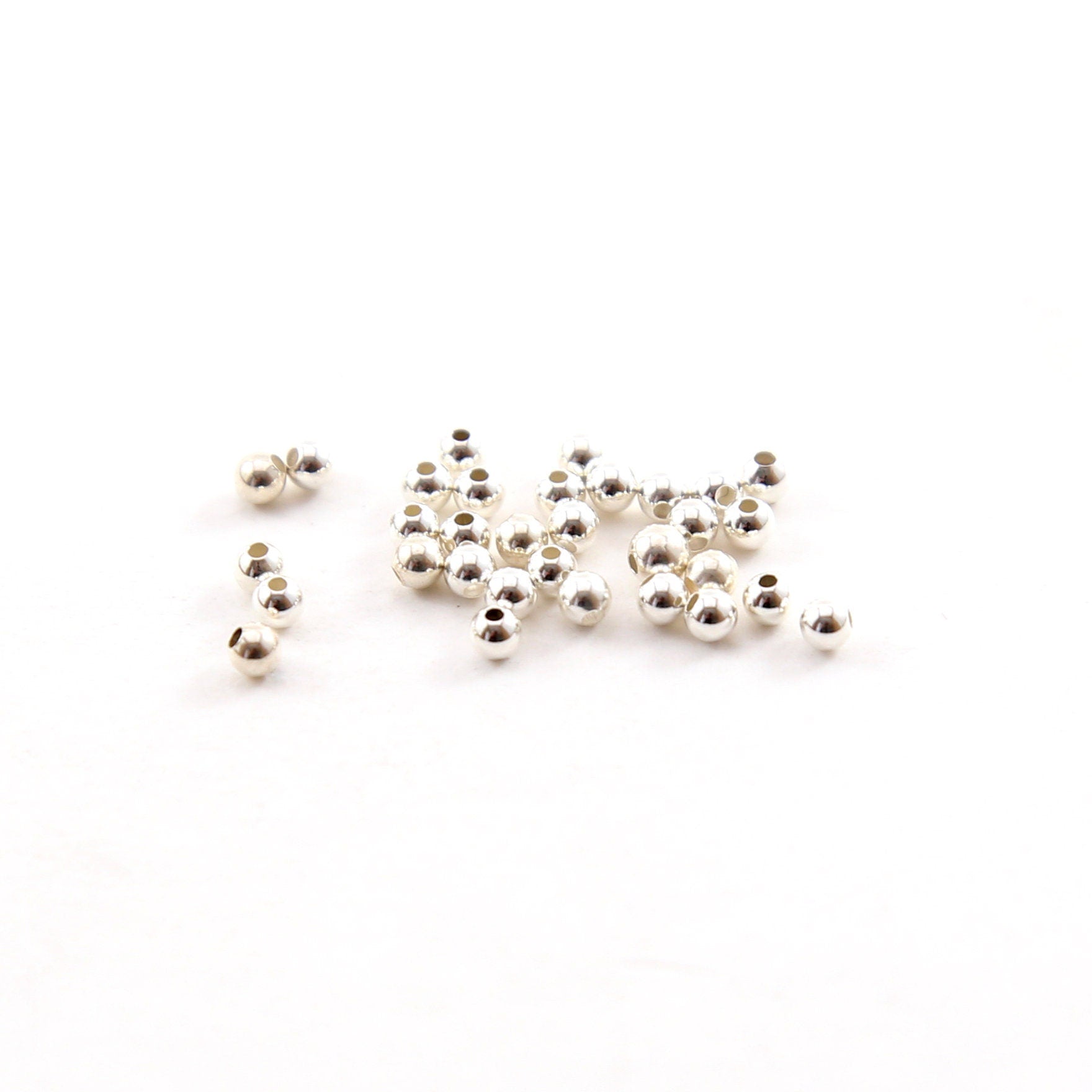 Sterling Silver 2.5mm Smooth Seamless Round Spacer Beads (25pc)