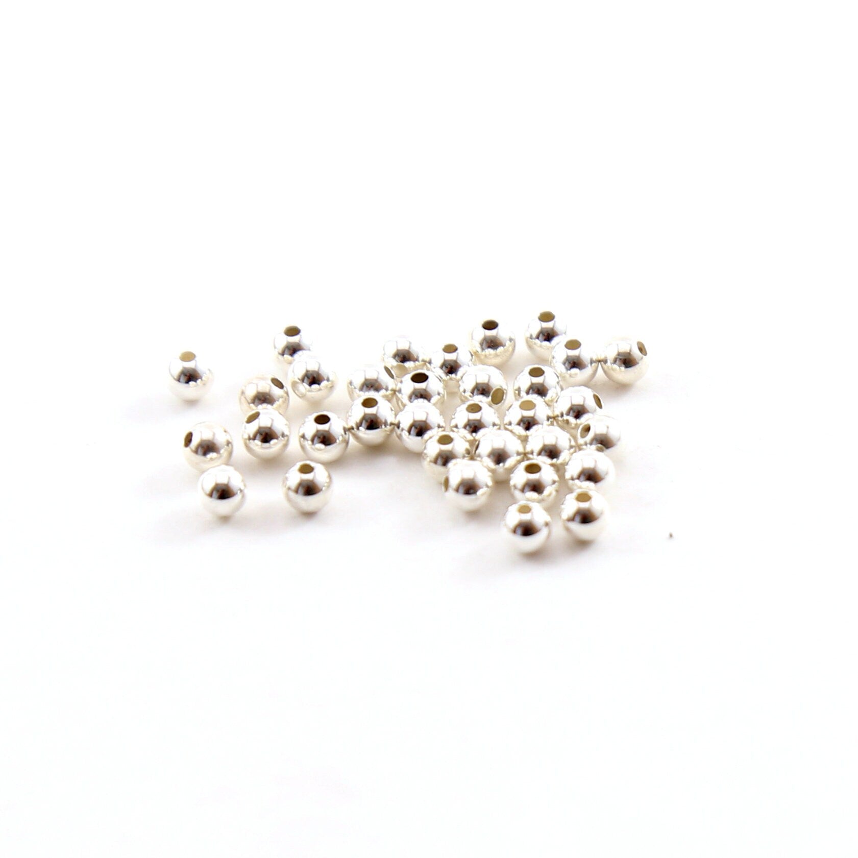 Sterling Silver 3mm Smooth Seamless Round Spacer Beads (25pc)