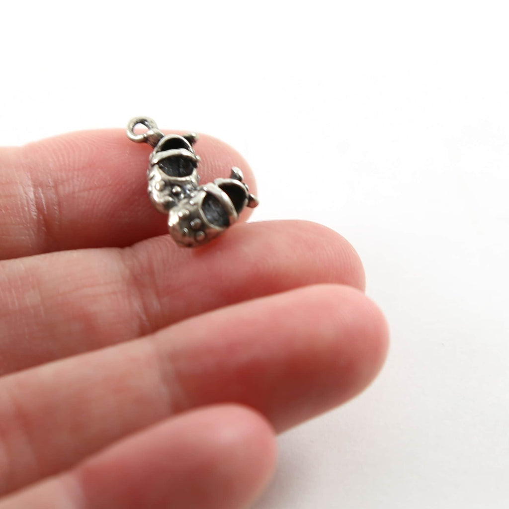 Sterling Silver Tiny Baby Shoes Charm Pendant New Born Baby Gift