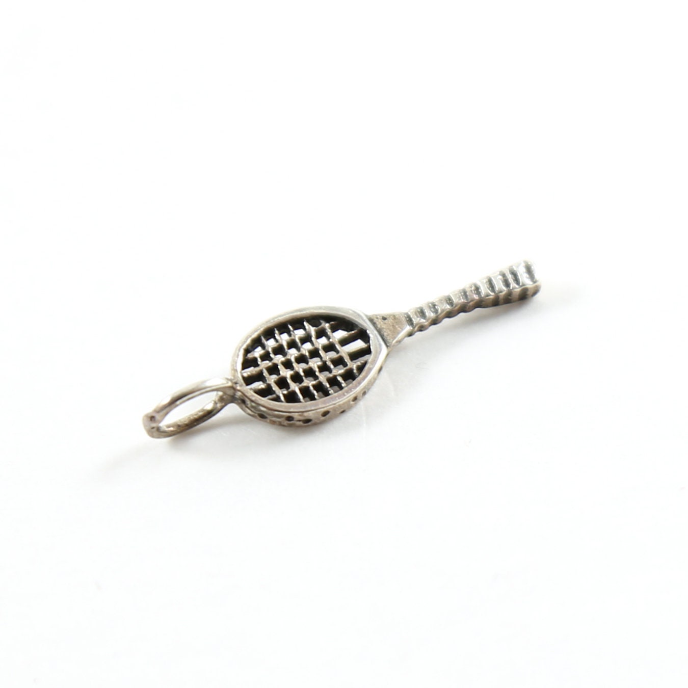 Sterling Silver Tennis Racket Charm Sport Athlete Pendant